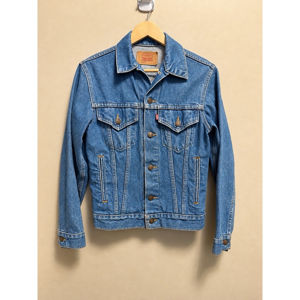 Vintage 80s Levis 70506-0214 Denim Trucker Jacket USA Size 34 Type III Blue